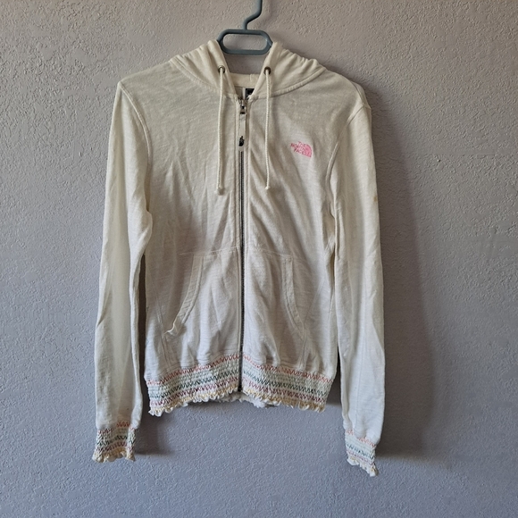 The North Face Tops - The North Face White embroidered sweatshirt